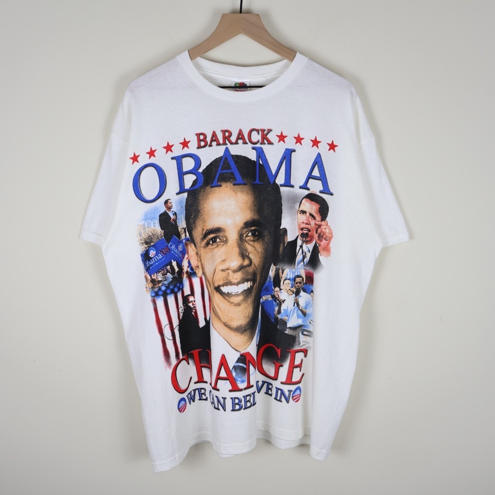 Barack‎ Obama Change We Can Believe In Rap Tee Style Shirt White XL 24x30